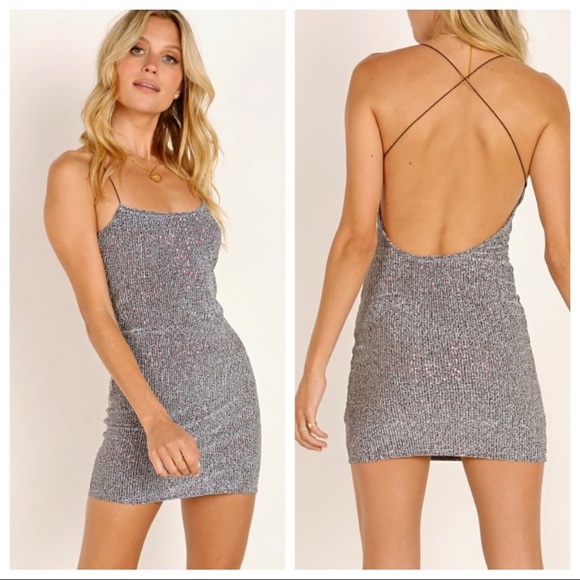 🍾SOLD🍾 For Love & Lemons Constance Sparkle Silver and Red Sequin Dress - Picture 10 of 14